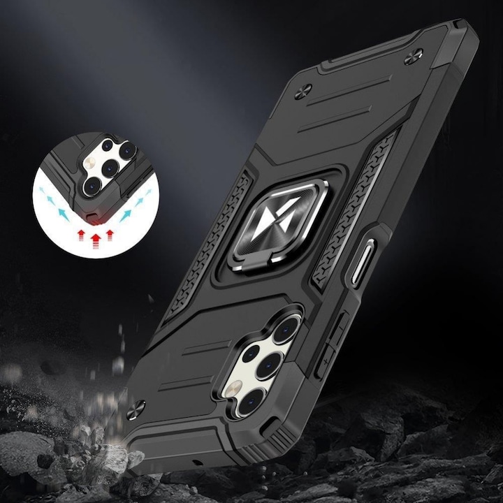 Produktbild Wozinsky Ring Armor tough hybrid case cover + magnetic holder for Samsung Galaxy A73 black (Samsung Galaxy A73 5G)