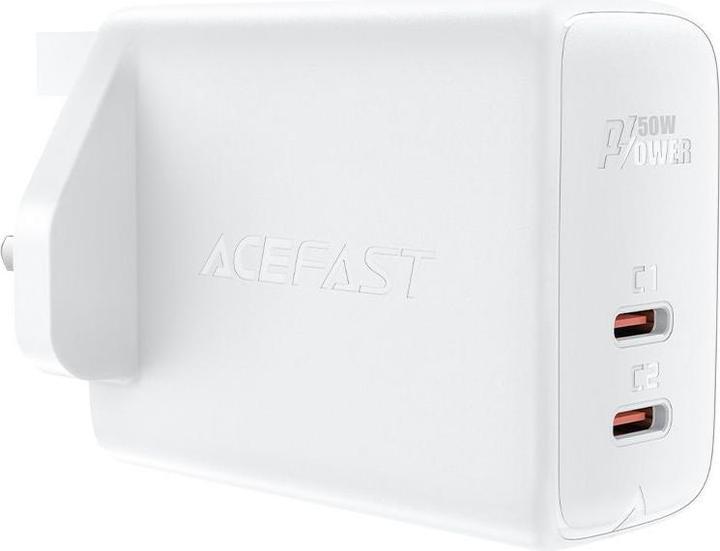 Immagine prodotto Acefast Caricatore GaN (spina UK) 2x USB Tipo C 50W, Power Delivery, PPS, Q3 3.0, AFC, FCP (A32 UK) (50 W, 2 porte)