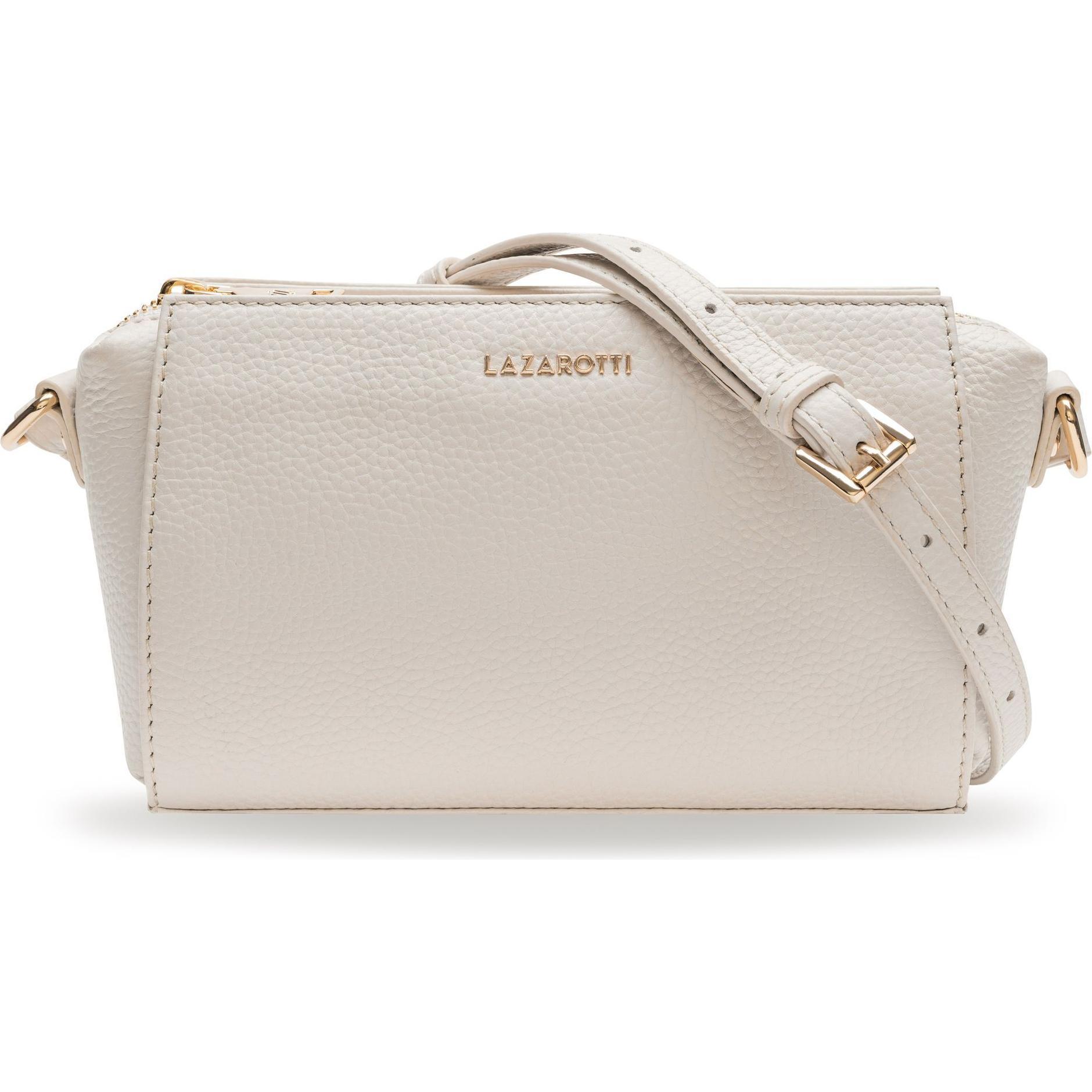 Lazarotti, Handtasche, Bologna Leather Umhängetasche Leder 20 cm, Beige