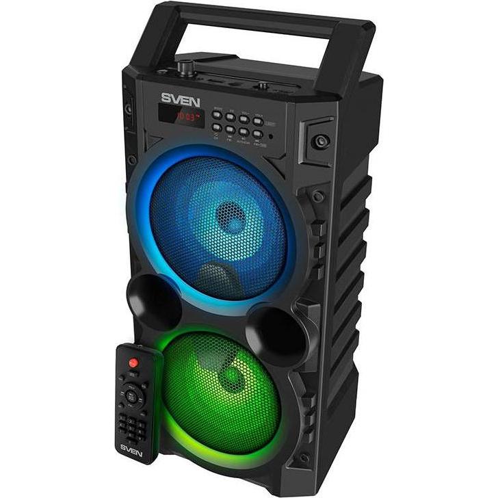 Sven Portable column Speaker PS-440, black, power output 2x10W (RMS), TWS, Bluetooth, FM, USB, Micro (Akkubetrieb), Blue...
