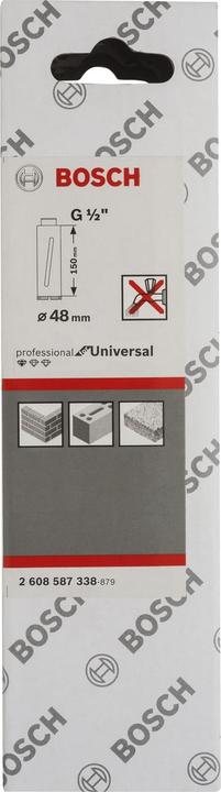 Immagine prodotto Bosch Professional Zubehör Punta diamantata a secco G da 1/2 pollice, Standard per Universale, 48 mm, 150 mm, 3, 7 mm (48 mm)