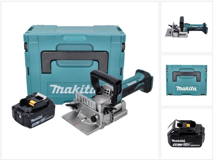Makita DPJ 180 M1J Fraiseuse à rainurer sans fil 18 V 100 mm + 1x batterie 4,0 Ah + Makpac - sans chargeur