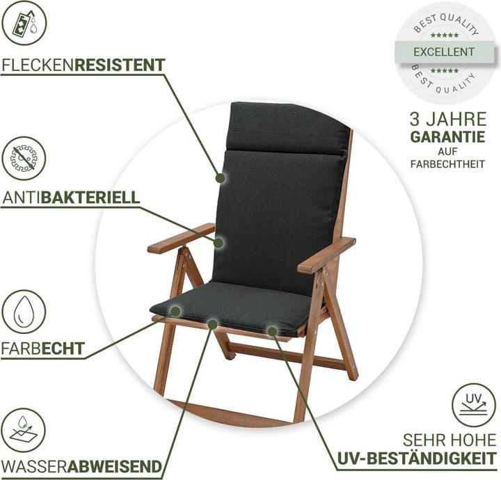 Produktbild Natura Punto Gartenstuhl Hochlehner-Auflage by Madison, 2er Set (120 x 50 cm)