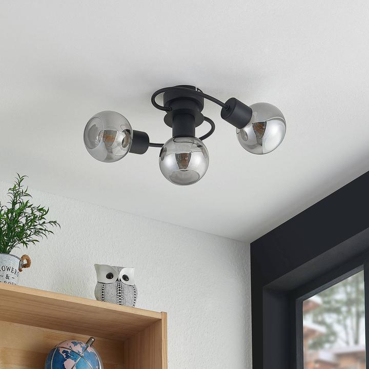 Actual product image Lindby LED ceiling light Ciala, 3fl, black smoke (1410 lm, E14)