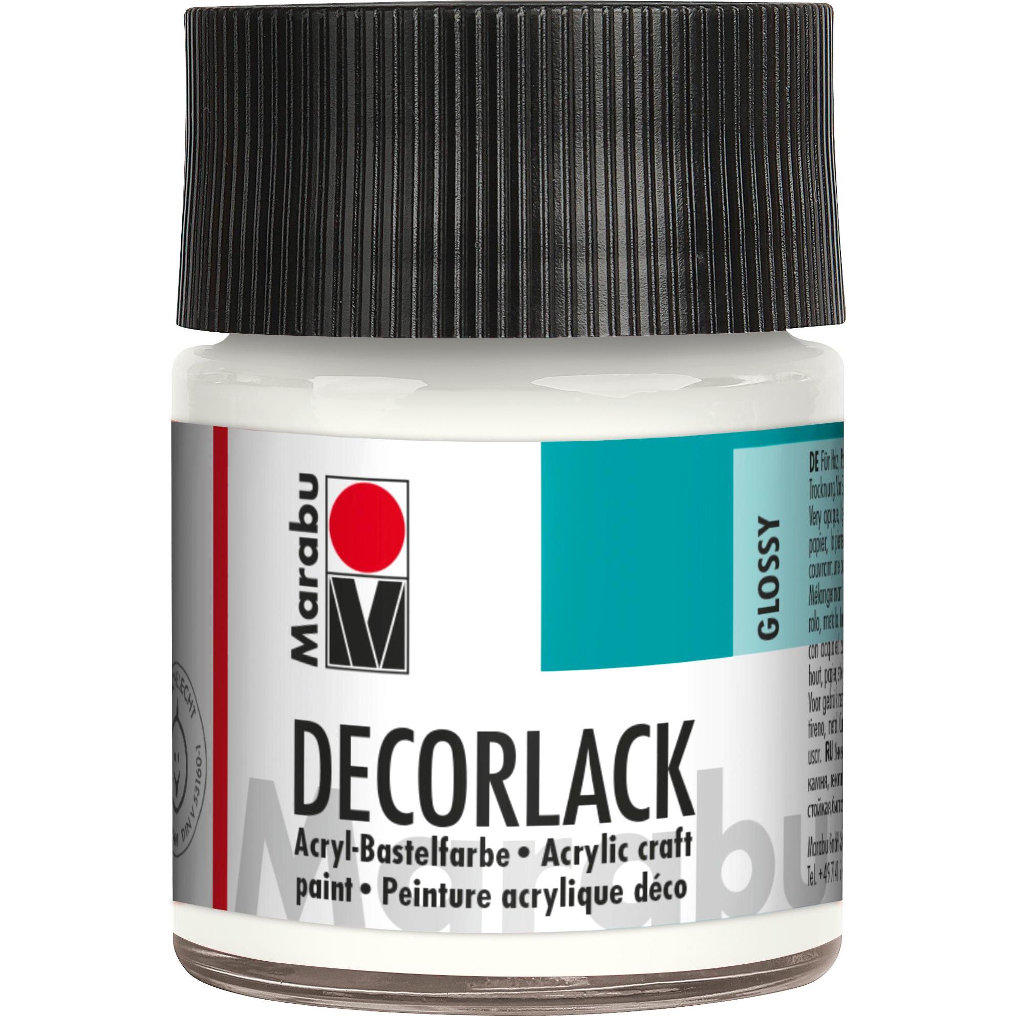 Marabu, Künstlerfarbe + Bastelfarbe, Acryllack "Decorlack", weiá, 50 ml, im Glas (Weiss, 50 ml)