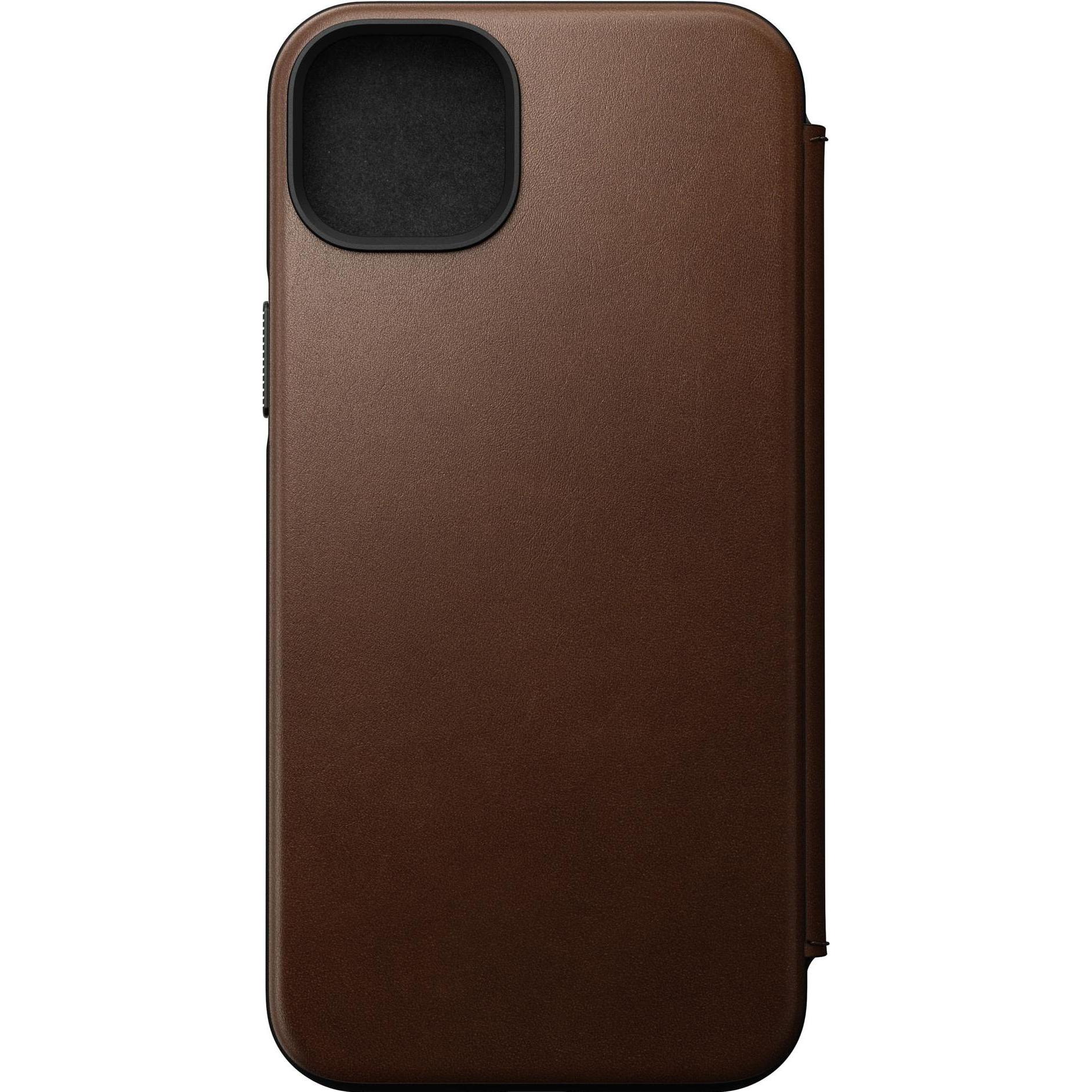 Nomad Book Cover Modern Leather Folio iPhone 14 Plus Braun (Apple iPhone 14 Plus), Smartphone Hülle, Braun