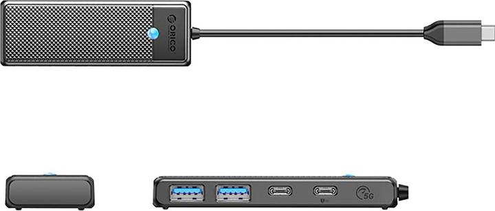Actual product image Orico Converter Hub USB-C PAPW2AC-C3 docking station 2x USB-A 3.0 + 2x USB-C 3.0 - black (USB-C, 4 ports)