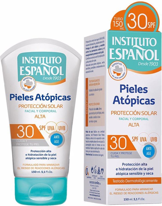 Actual product image Instituto Español PIEL ATÓPICA protección solar facial y corporal SPF30 150 ml (Suntan cream, SPF 30, 150 ml)