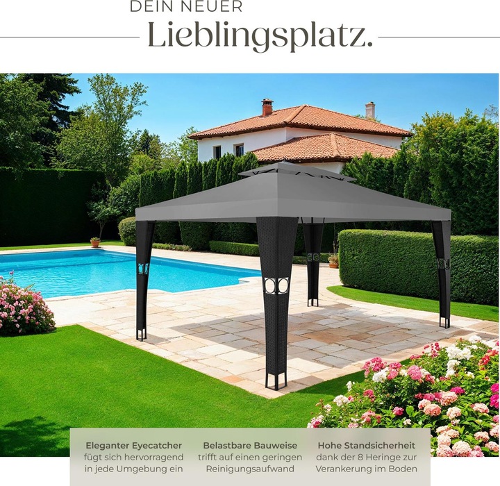 Image du produit tectake Pavillon de jardin en rotin (400 cm, 300 cm)