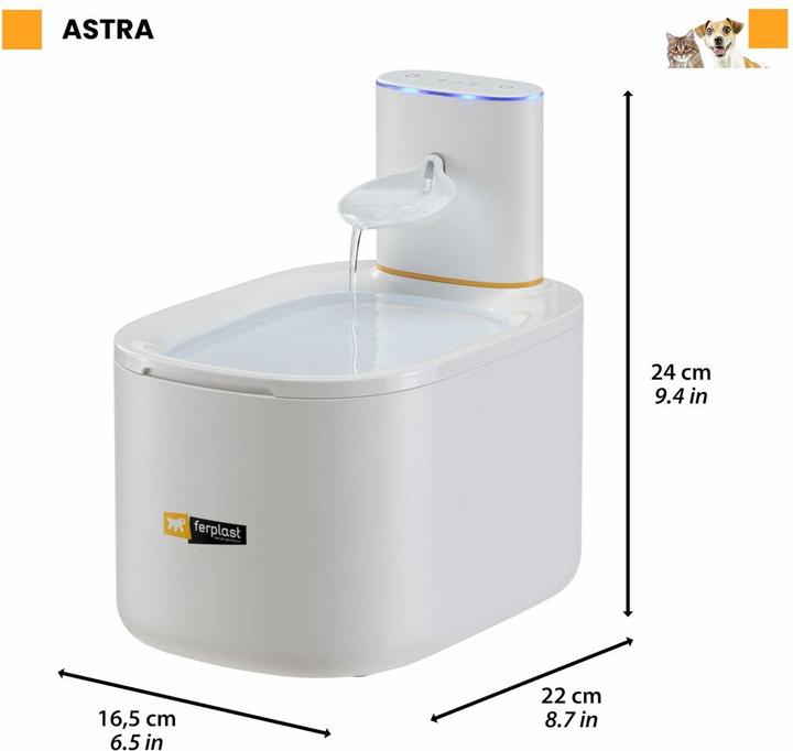 Actual product image Ferplast ASTRA Fontanna dla Kotów i Małych Psów z Czujnikiem Ruchu Filtr 3l