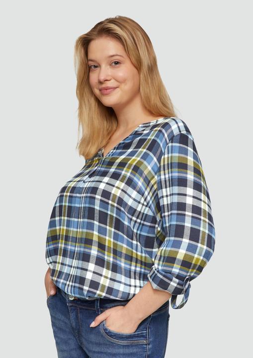 Actual product image S.Oliver Bluse Karierte Bluse aus Viskosemix und Krempel-Detail (50)