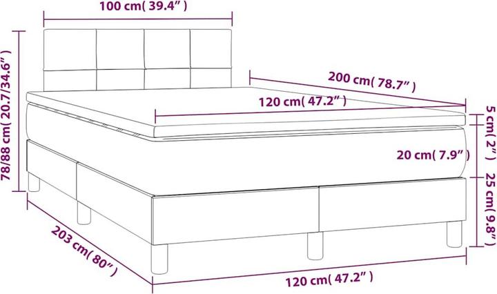 Produktbild vidaXL Boxspringbett (120 x 200 cm)