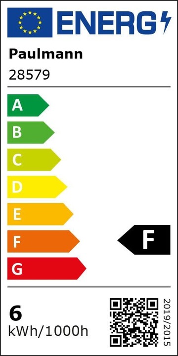 Energy Label Paulmann Drops set of 3 (E27, 5.50 W, 470 lm, 3 x, F)
