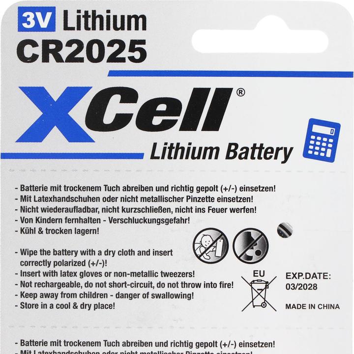Produktbild XCell Batterie 5er-Sparset CR2025 (5 Stk., CR2025, 170 mAh)