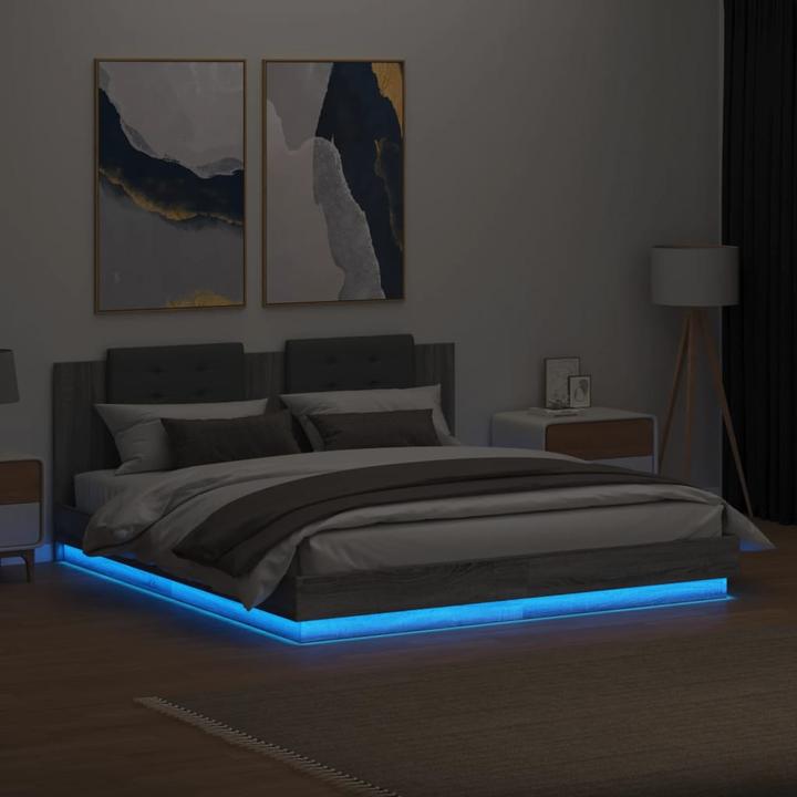 Actual product image vidaXL Bed frame with headboard and LED lights (160 x 200 cm)