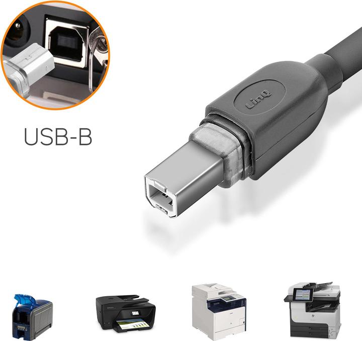 Actual product image LinQ USB-A 2.0 / USB-B 2.0 cable (3 m, USB 2.0)
