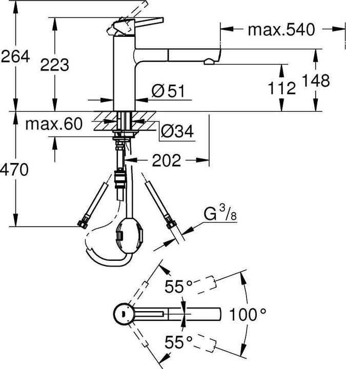 Actual product image Grohe Küchenarmatur mit Handbrause Concetto supersteel matt 31129