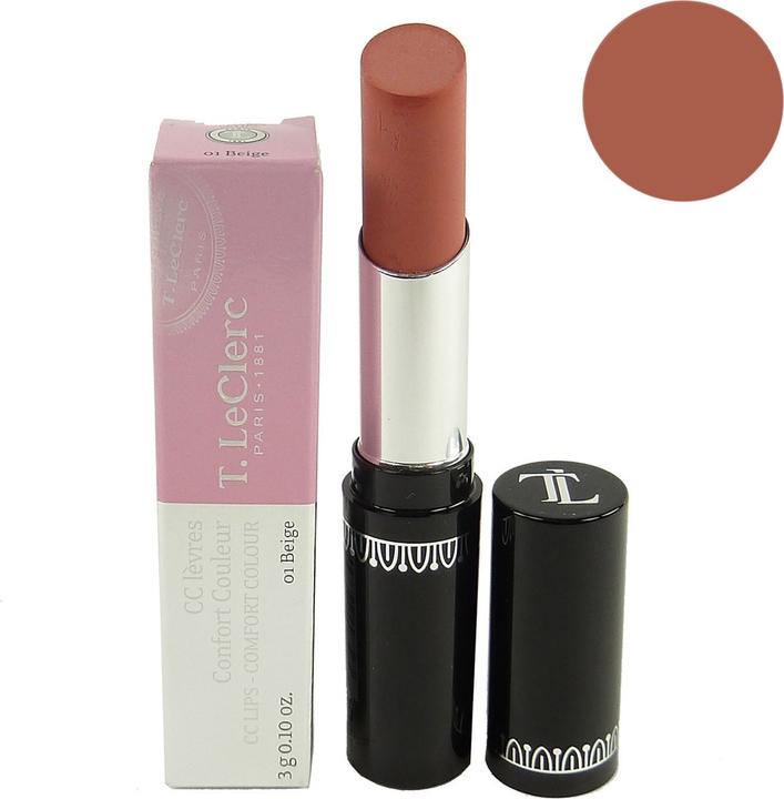 Image du produit T. LeClerc T.LeClerc CC Lips Comfort Colour Rouge à lèvres soin 3g - 01 Beige (01 Beige)