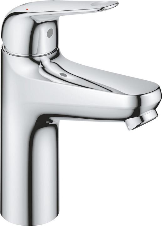 Grohe Swift QuickFix washbasin tap, M-size, 3-in-1 tool, push-open drain, water-saving, chrome