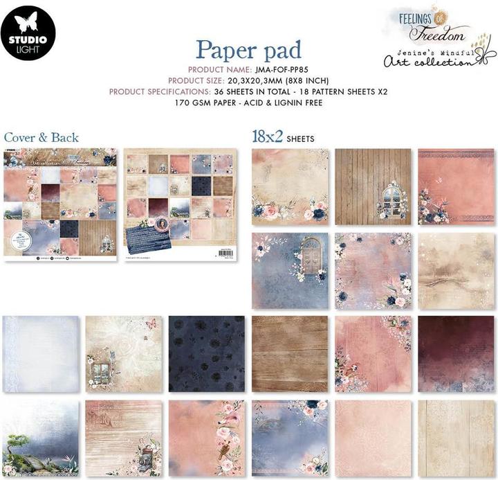Actual product image art by marlene Paper Pad "Feelings of Freedom" 36 Sheets Art Collection