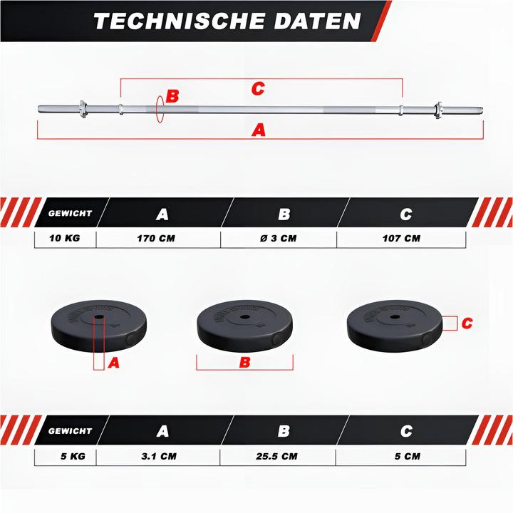 Immagine prodotto Gorilla Sports Hantelbank mit Ablage inkl. Hantelset 100kg