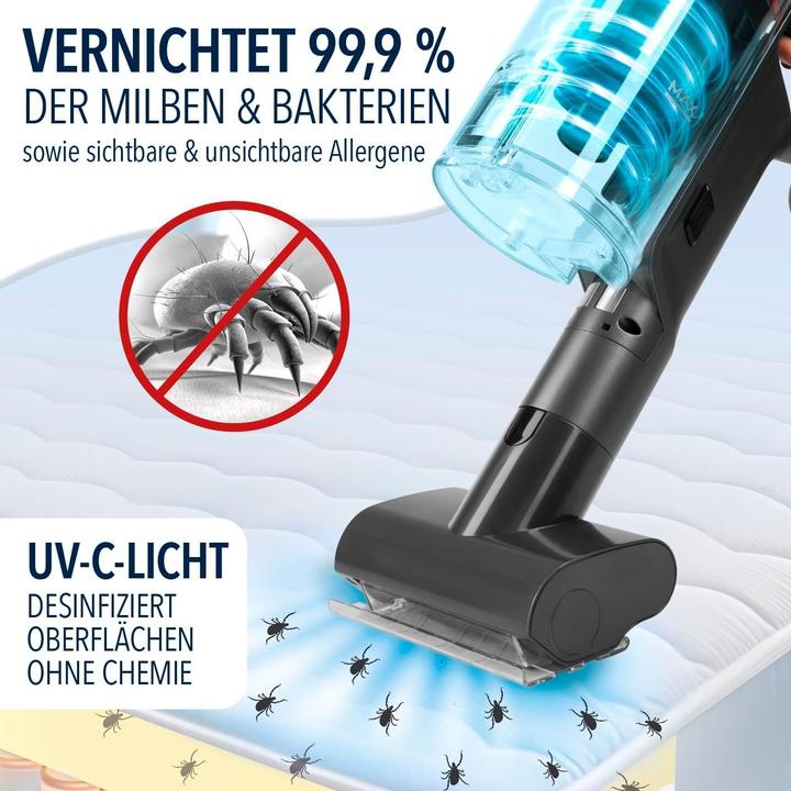 Actual product image CleanMaxx AeroTec Cordless Vacuum with Auto-Empty Station, 34 kPa Suction, 60-Min Runtime, UV-C Mite Nozzle