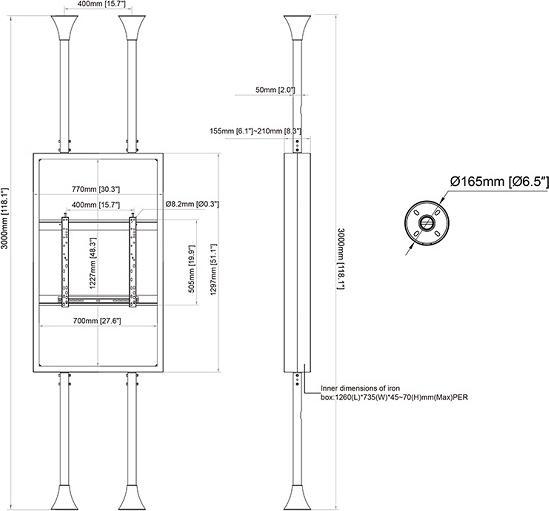 Actual product image Multibrackets M Pro Series Enclosure Floor to Ceiling Mount B2B 55" Medium Black (Mounting- / Adapterplates)