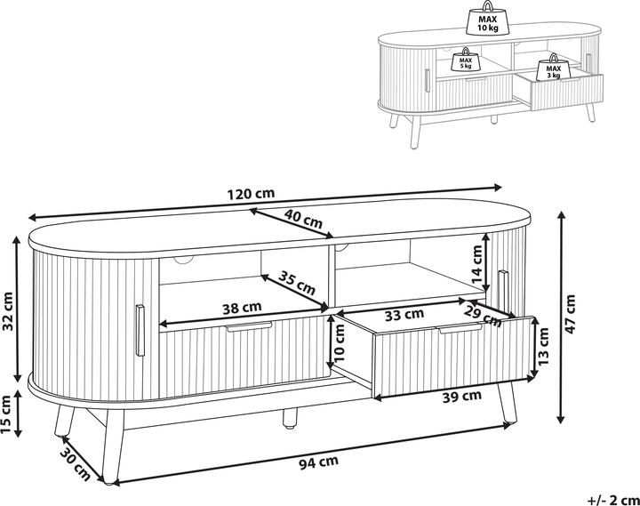 Nutritional values and ingredients Beliani Selah (120 x 40 x 47 cm)
