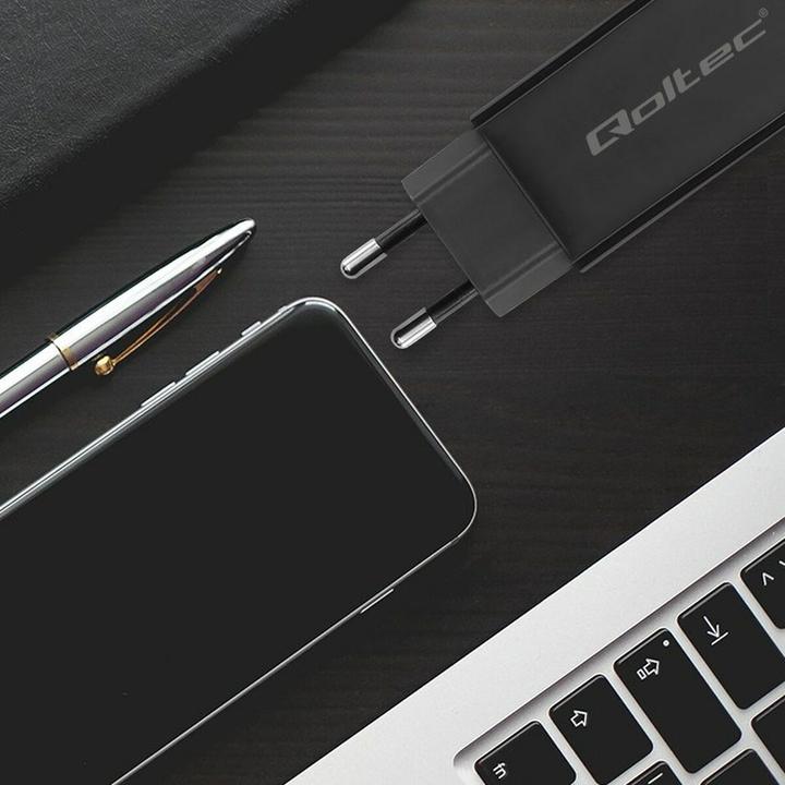 Produktbild Qoltec 52420 90-W-GaN-Superschnellladegerät | 5–20 V | 3–4 5 A | USB-C 3.1 (90 W)