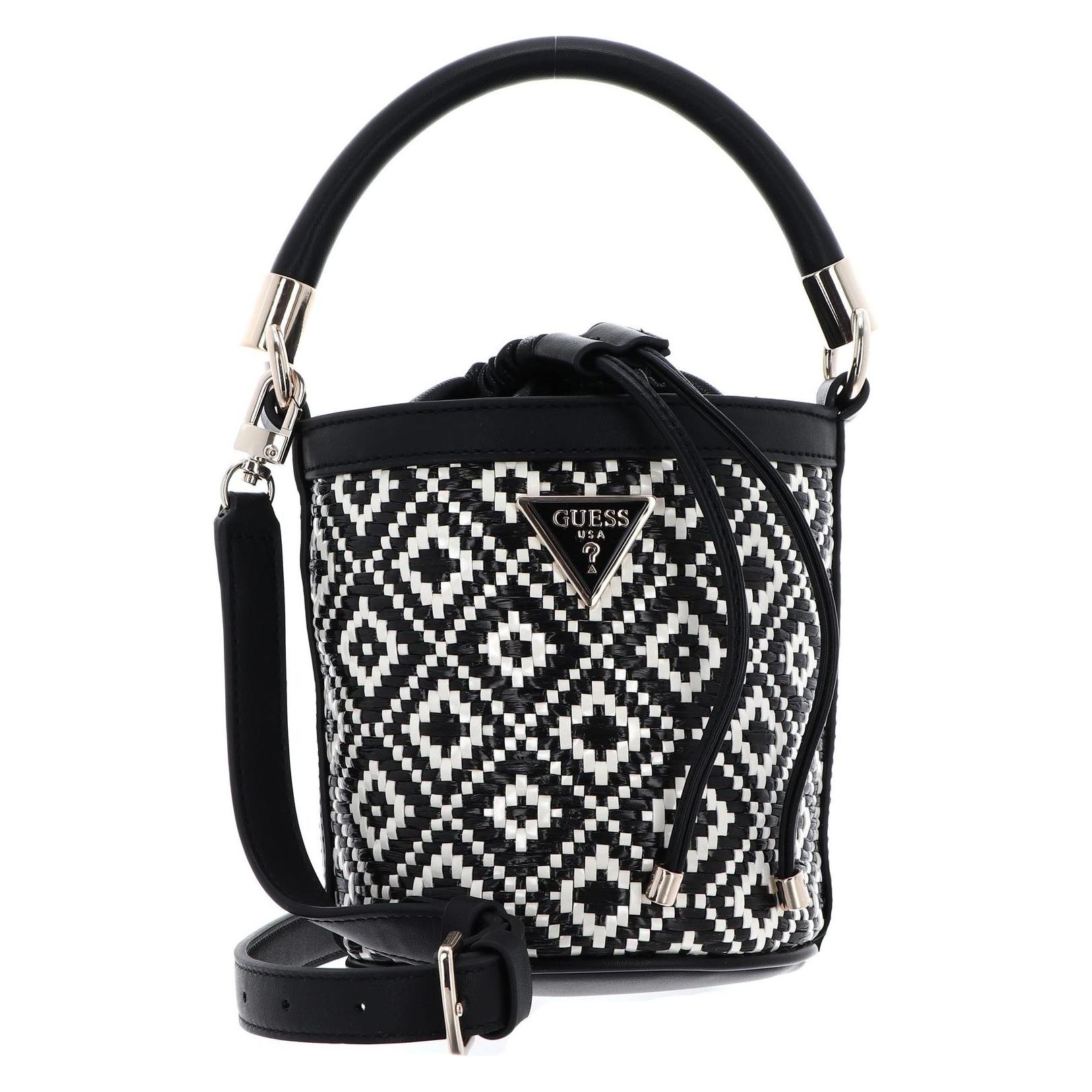 Guess, Damen, Handtasche, Rianee Drawstring Bucket, Schwarz