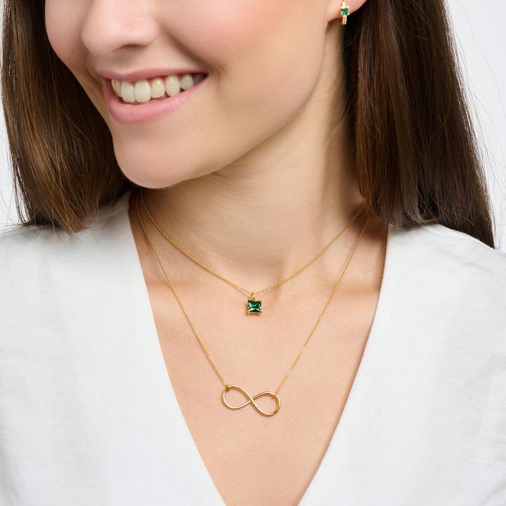 Produktbild Thomas Sabo Kette mit grünem Stein gold (925er Silber, 18-Karat Vergoldung, 40 - 45 cm)