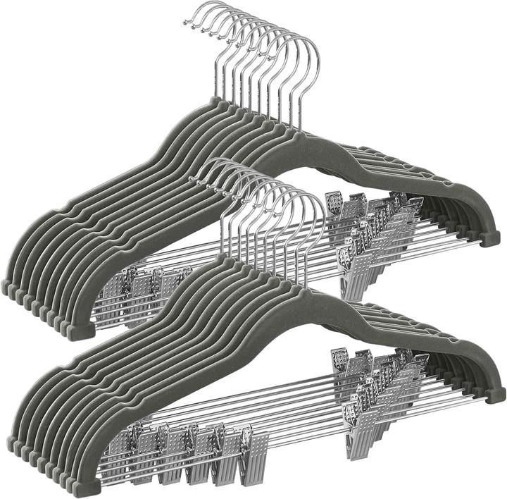 Songmics 10er-Set Samt-Kleiderbügel mit Clips (10 x)
