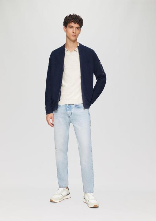 Produktbild s.Oliver Strickjacke Strickjacke mit Flammgarnstruktur und Stehkragen (M)