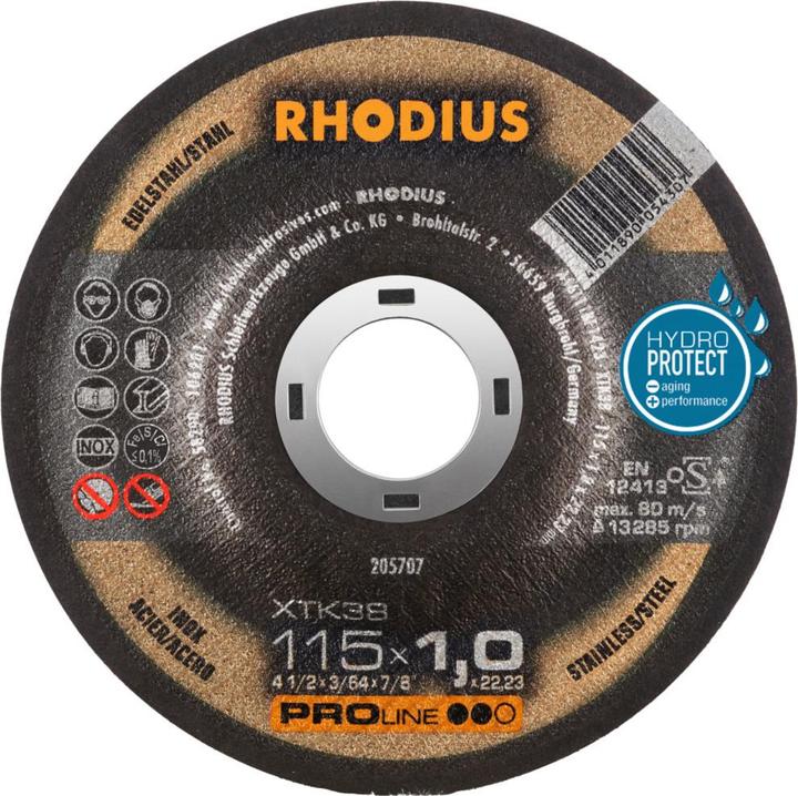 Rhodius Extra thin cut-off wheel XTK38 | Ø 115 x 1.0 x 22.23mm Form 42 PU: 50