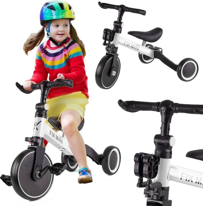 Ikonka Trike Fix Mini-Tricycle de course de fond 3en1 avec pédales blanc
