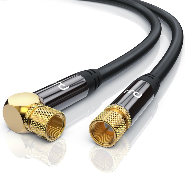 Produktbild Primewire SAT Kabel HDTV 90° gewinkelt - Premium SAT Koaxialkabel - TV Radio DVB-T DVB-C - 4 Fach Schirmung (135 dB, SAT Kabel)