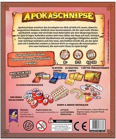 Actual product image Mirakulus 1026795 - Flick of Faith: Apokaschnipse - Board Game (DE-Extension) (German, 2 - 5 Players)