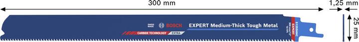 Actual product image Bosch Professional Zubehör EXPERT S1255HHC Medium-Thick Tough reciprozaagblad - 250mm - metaal (10st)