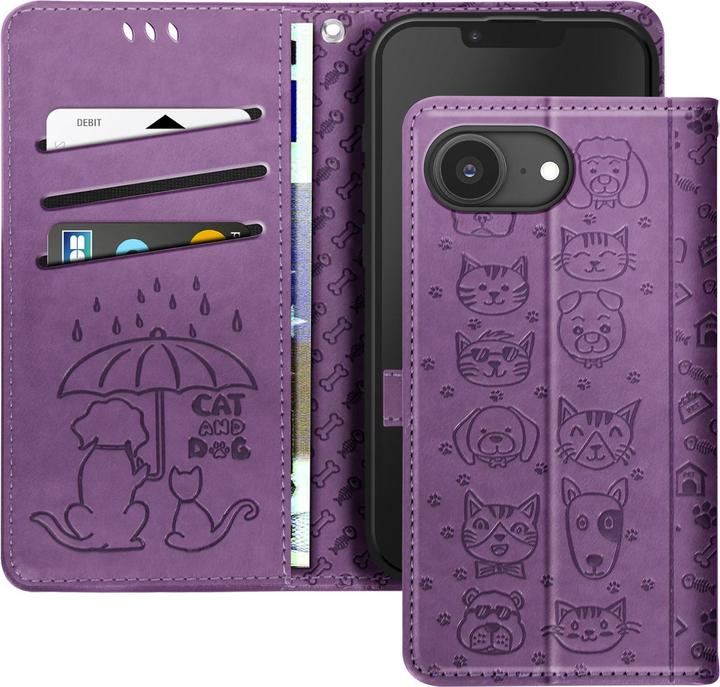 Image du produit Avizar Klapphülle für iPhone 16e Design Katze und Hund Portemonnaie (Apple iPhone 16e)
