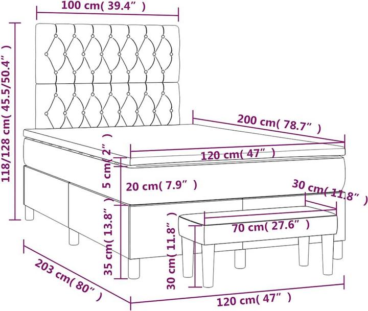 Actual product image vidaXL Boxspringbett (120 x 200 cm)