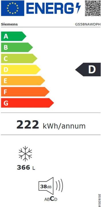 Energie-Label Siemens GS58NAWDPH (Freistehend, 366 l)
