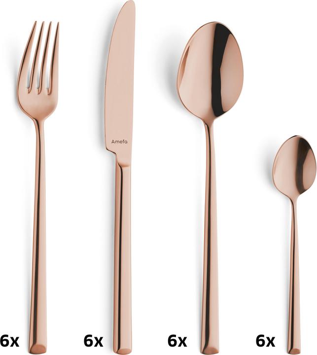Actual product image Amefa METROPOLE Besteckset 24-teilig PVD kupfer (6 pcs., Cutlery set)