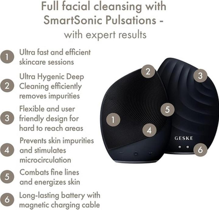 Actual product image Geske Smartappguidedtm Sonic Facial Brush 5 in 1 Vibrating Electric Facial