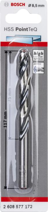 Productafbeelding Bosch Professional Zubehör Metalen spiraalboor HSS PointTeQ. DIN 338. 8.5 mm. Pak van 1 (8,5 millimeter)