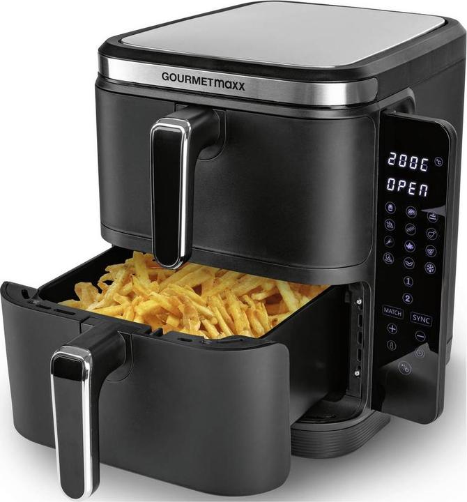Actual product image Gourmetmaxx 15305 Heissluft-Fritteuse 10 l 2800 W 2 getrennte Temperaturregler, A