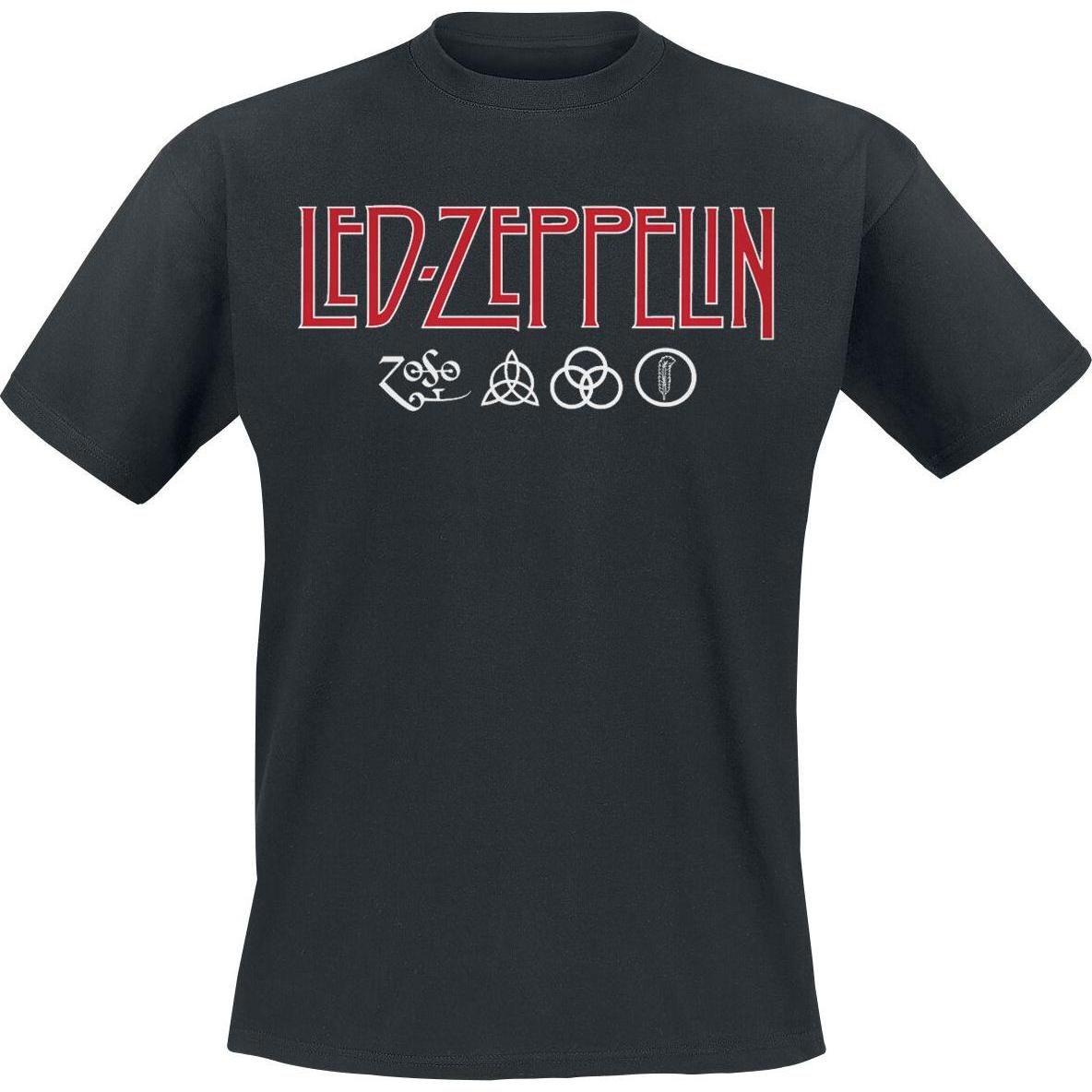 Led Zeppelin, Uomini, Maglietta, Logo & Symbols, Nero, (L)