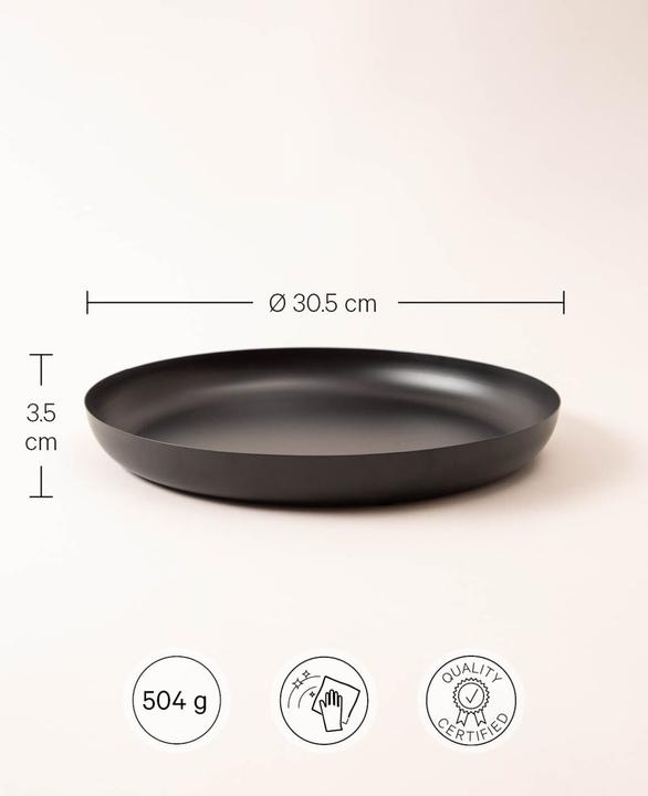 Produktbild Esmée Rundes Serviertablett / Dekotablett aus schwarzem Metall, Ø 30.5 cm