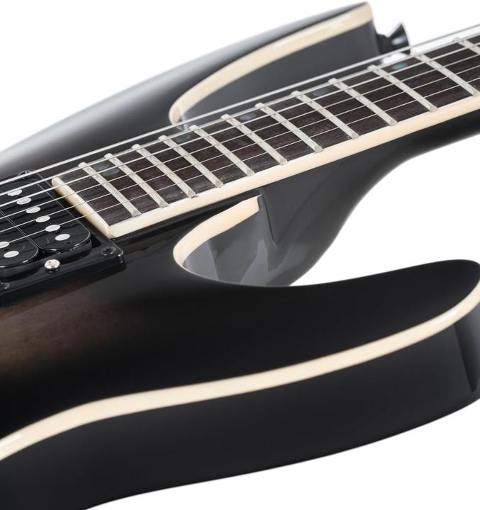 Actual product image Rocktile Transparent black with tremolo, cable and hexagon socket (Electric guitar, Linden, Maple)