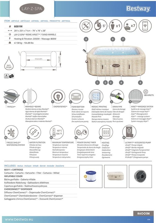 Produktbild Bestway Lay-Z-Spa Rome MaxHoldEnergySense Ultra (7 Pers.)