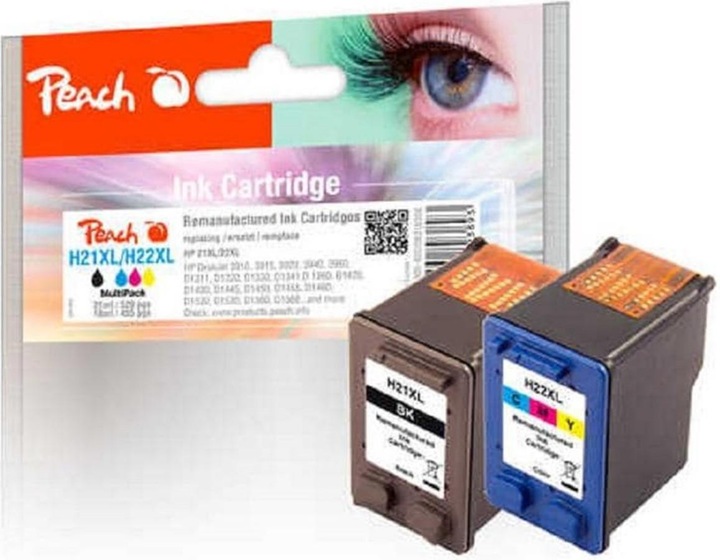 Produktbild Peach Spar Druckköpfe kompatibel zu No. 21XL, C9351AE, No. 22XL, C9352AE (M, BK, C, Y)